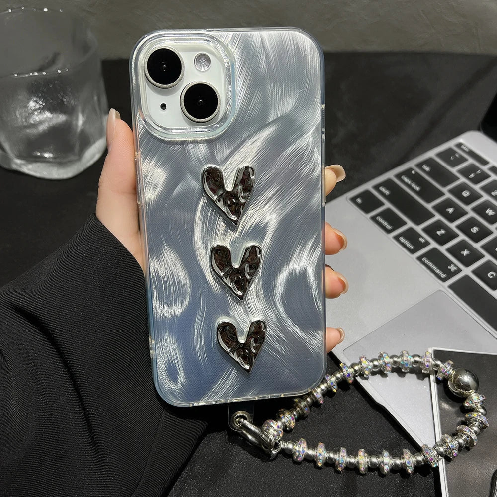 Funda suave de lujo para teléfono con corazón de amor en 3D