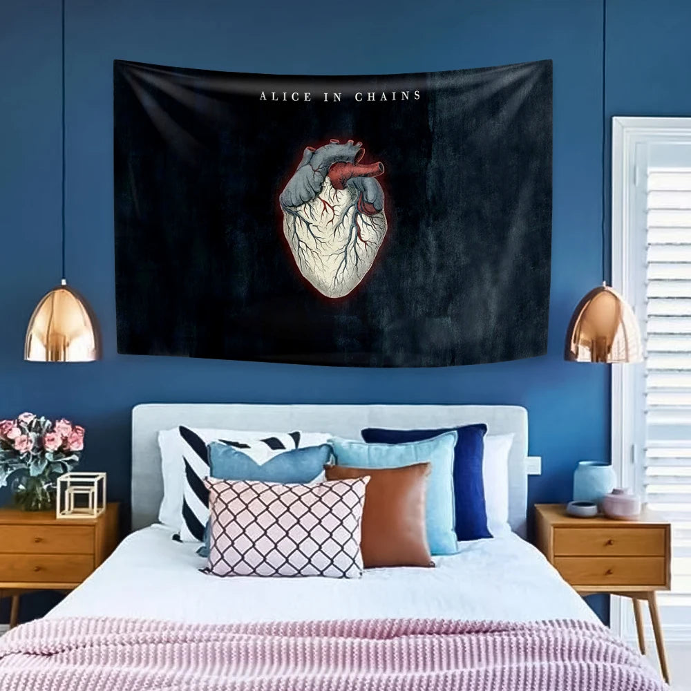 Tapisserie de groupe de rock A-Alice in Chains, décoration d'intérieur, esthétique, couvre-lit, tenture murale, tapis, revêtement de dortoir, tissu