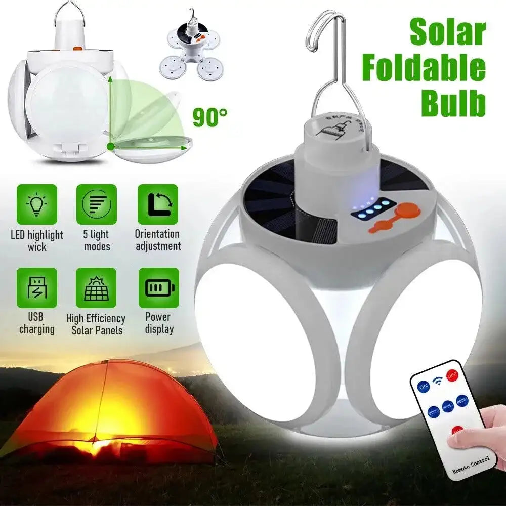 Portable Solar Powered LED Rechargeable Camping Light Hook Tent Light Multifunctional Outdoor Emergency Lighting Spotlight - Lootquake