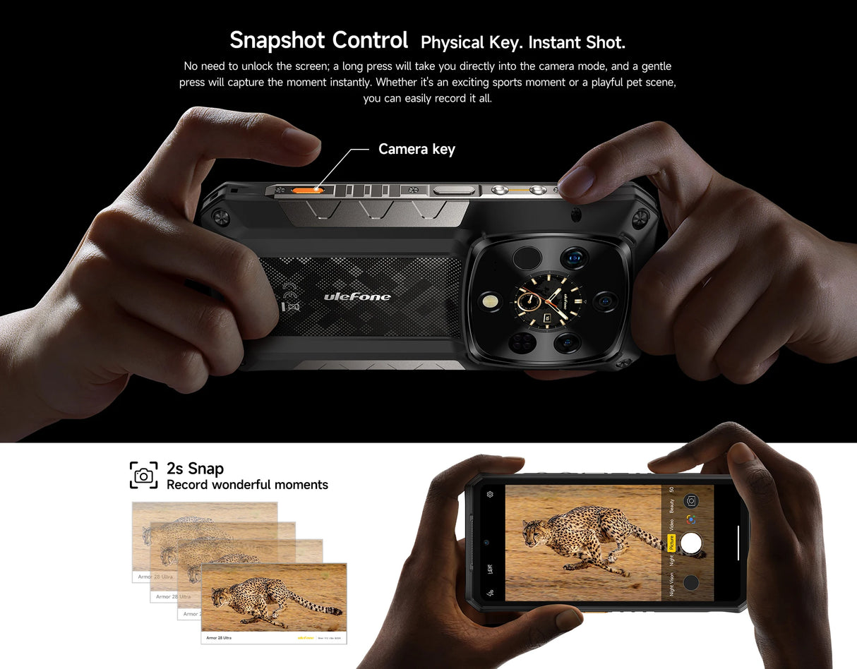 Teléfono robusto Ulefone Armor 28 Ultra 5G con imagen térmica por IA, Dimensity 9300+, 1 TB de ROM, 32 GB de RAM, Android, AMOLED
