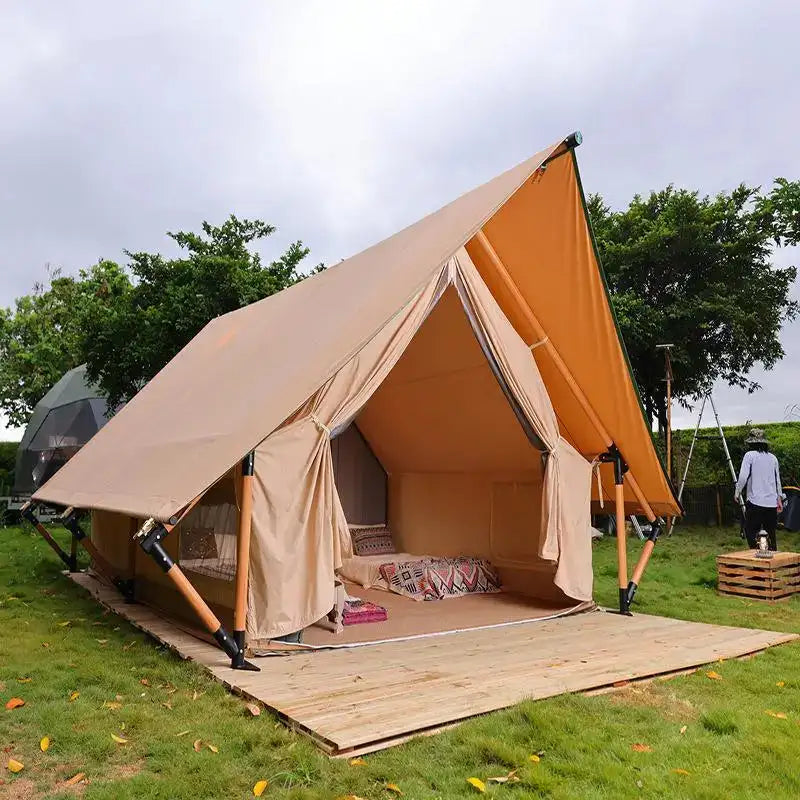 Hunted Tent Safe Sturdy 900D Oxford Cloth Wood Safari Hotel Tent Glamping Four Seasons Cabin Tiny Safari Tents Chinese Suppliers - Lootquake