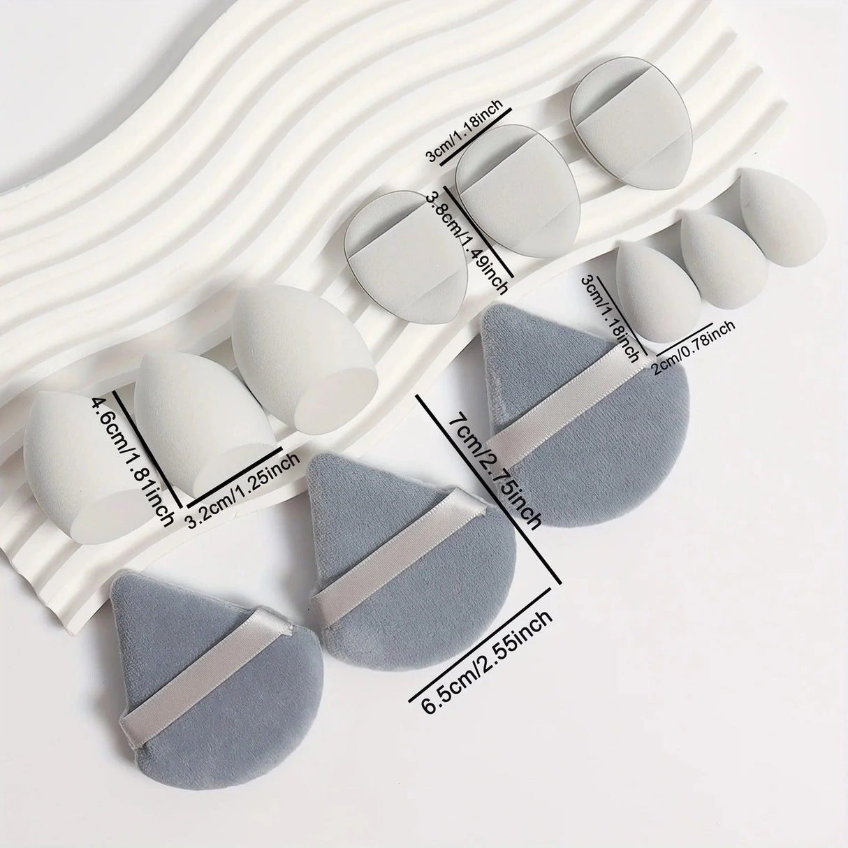 12 Piece All Purpose Makeup Sponge Set with Loose Powder Puffs Mini Air Cushion Puffs Beauty Eggs and Mini Beauty Sponges