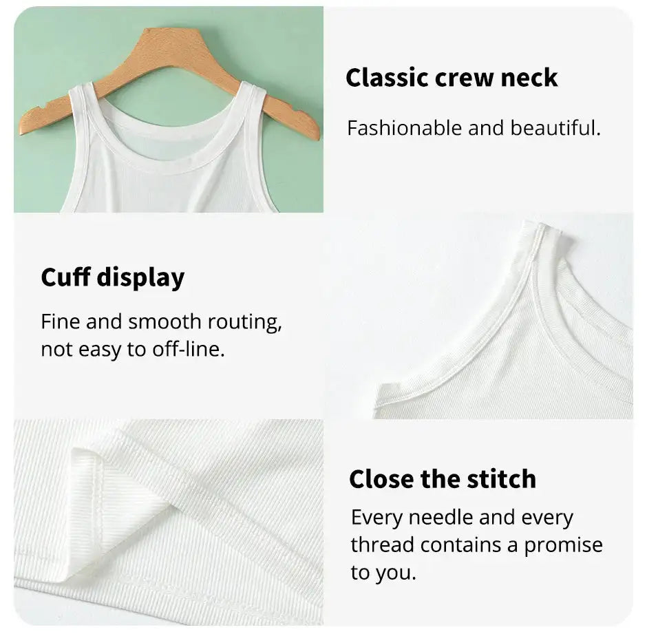 European and American Yards Ladies Suspender Vest Sleeveless Top Solid Color Sexy Thread Bottoming Thin Vest Four Seasons Essent - Lootquake