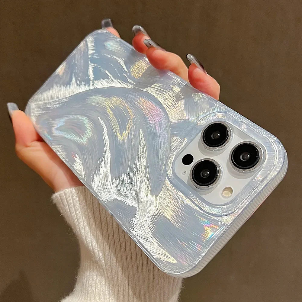 Funda de silicona suave para teléfono con láser colorido