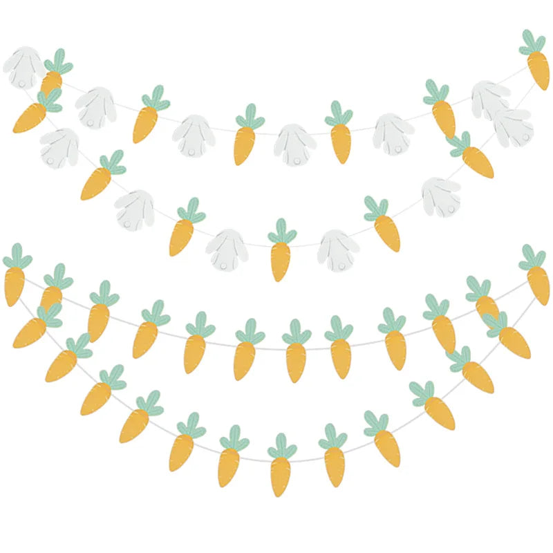 3M Happy Easter Banner Rabbit Carrot Egg Cartoon Bunny Garland Wall Hanging Bunting Flag Easter Party Decoration For Home - Lootquake