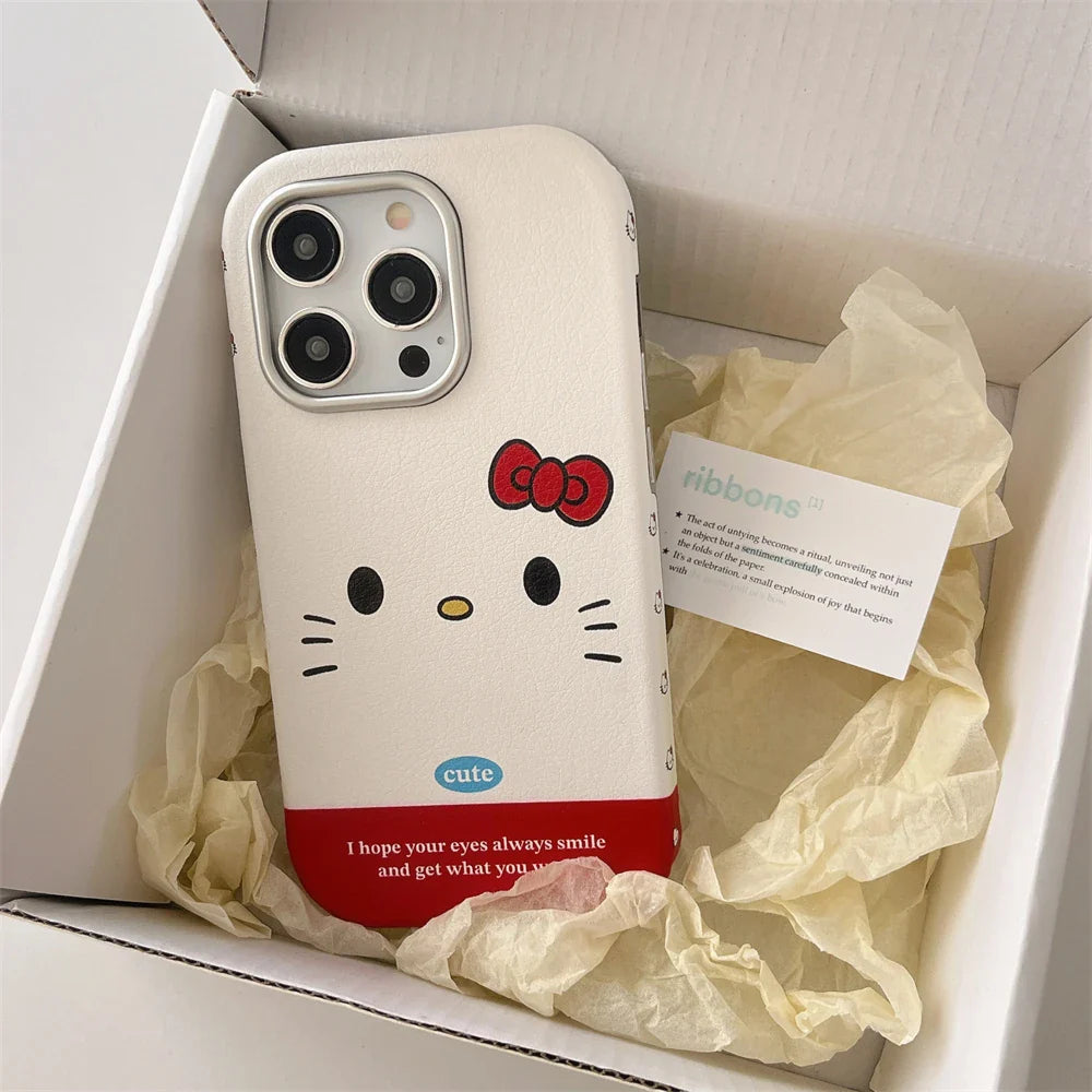 Funda para teléfono con lazo estilo coreano con protección de lentes chapada de lujo