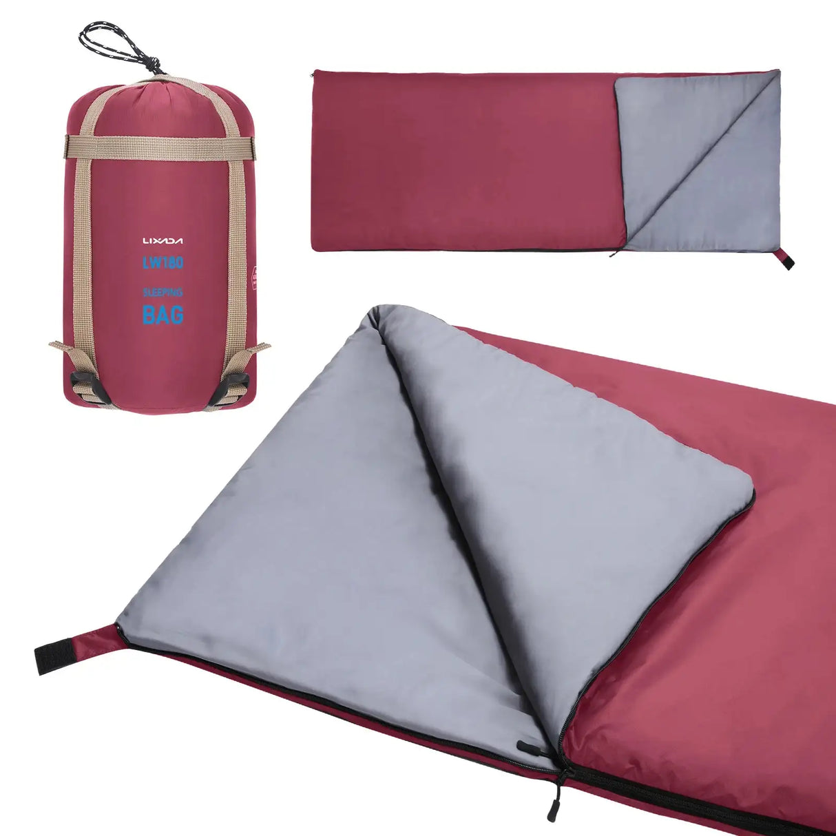 Saco de dormir portátil para exteriores Lixada de 190 x 75 cm, para acampar, viajar, senderismo, multifunción, ultraligero, 680 g, para mochileros.