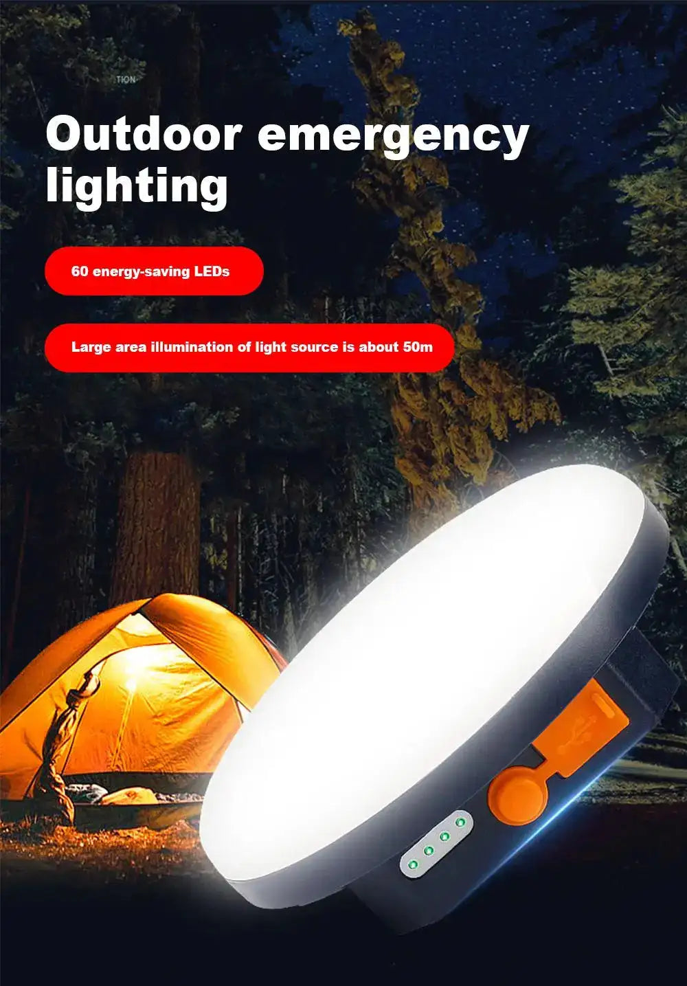 7200mAh Portable Emergency Night Market Light LED Tent Light Rechargeable Lantern Outdoor Camping Bulb Lamp Flashlight Home - Lootquake