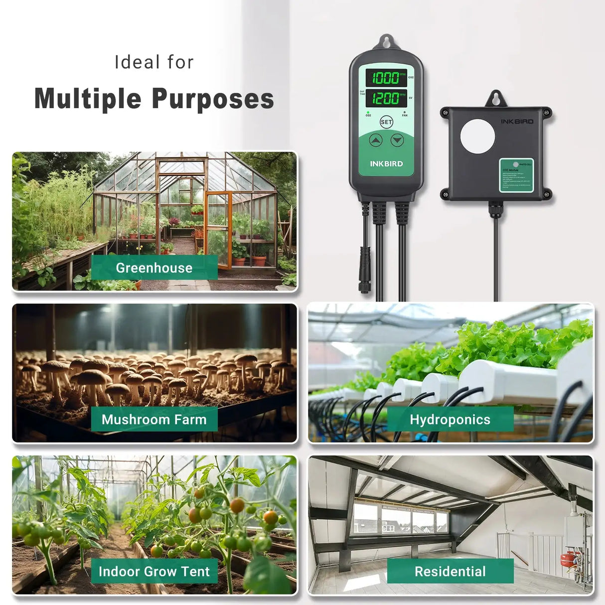 INKBIRD ICC-510 CO2 Controller Day and Night Smart Carbon Dioxide Controller with High and Low CO2 Alarm for Grow Room,Grow Tent - Lootquake