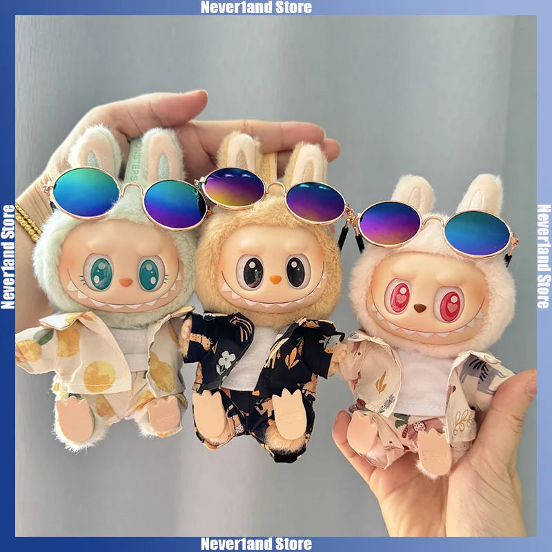 Ropa para muñecas Labubu, monos estilo resort de playa, accesorios de ropa para muñecas Labubu Idol V1 V2, muñeco de peluche universal de 15/17 cm.