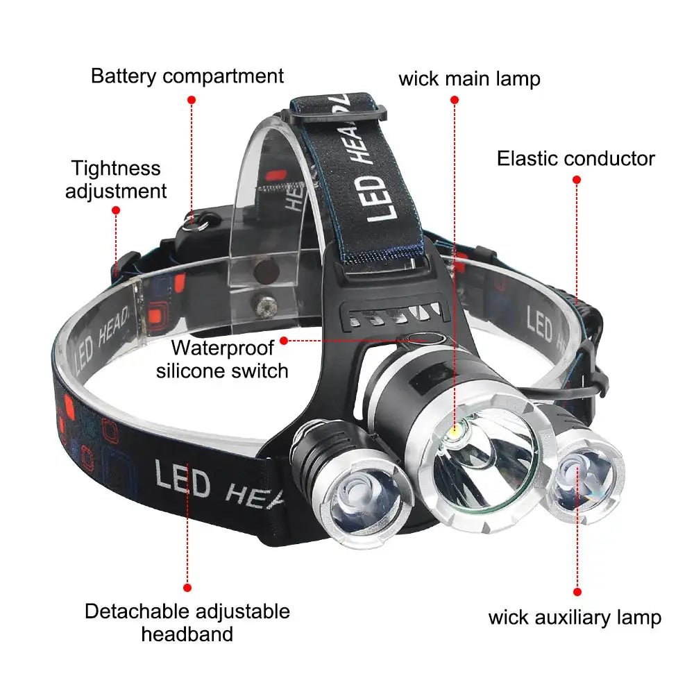 Headlamp Green/Red/UV395nm+White Dual Light Rechargeable Fixed Focus Waterproof 4Modes Headlight Hunting Camping Hiking Working - Lootquake