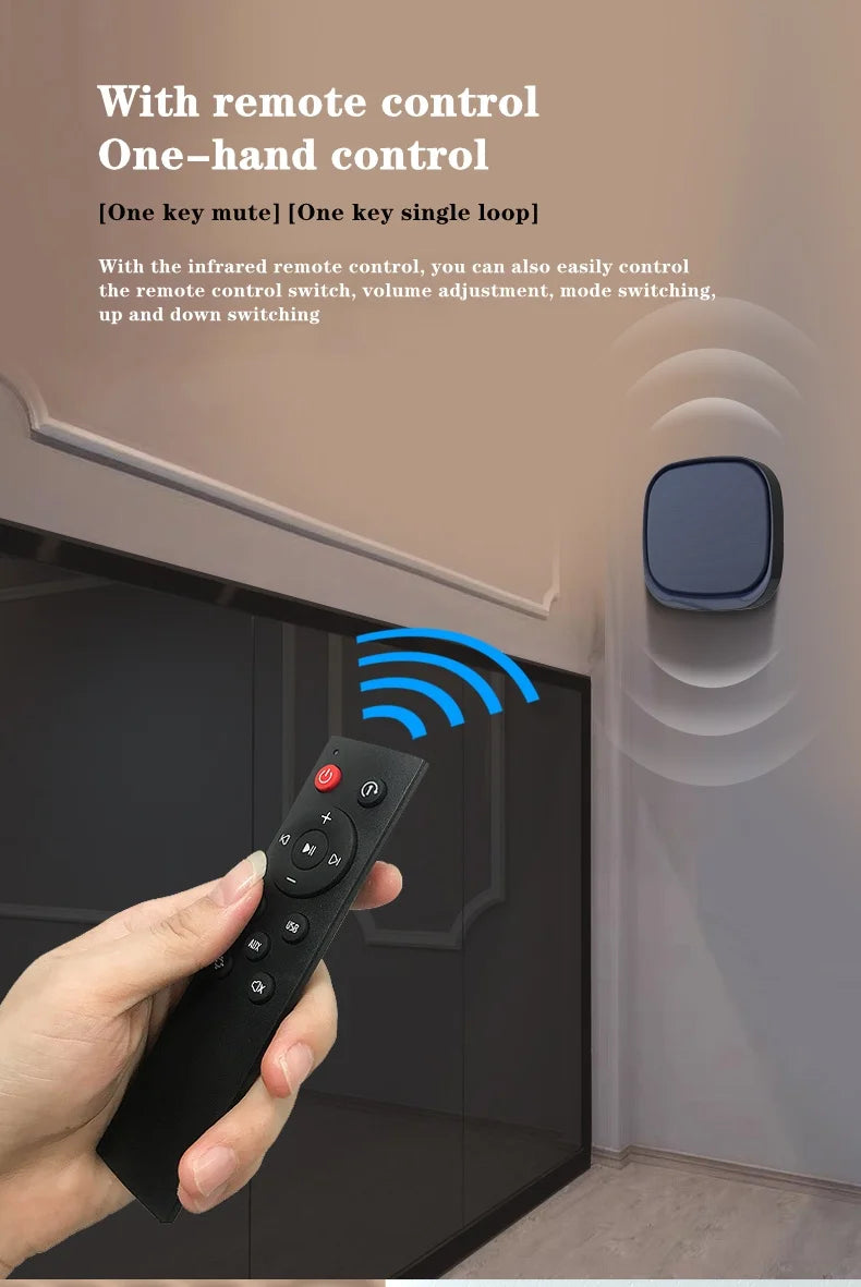 Enceinte Bluetooth sans fil murale, son surround 3D, radio FM multifonctionnelle, caisson de basses portable d'extérieur, longue durée de vie de la batterie