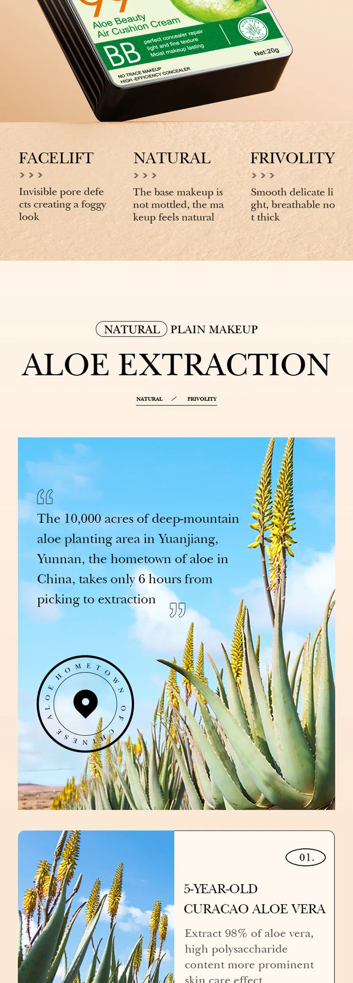 Coussin d'air CC Crème Fond de teint tête de champignon Hydratant Longue tenue Cosmétiques visage Éclaircissant naturel Base de teint Maquillage