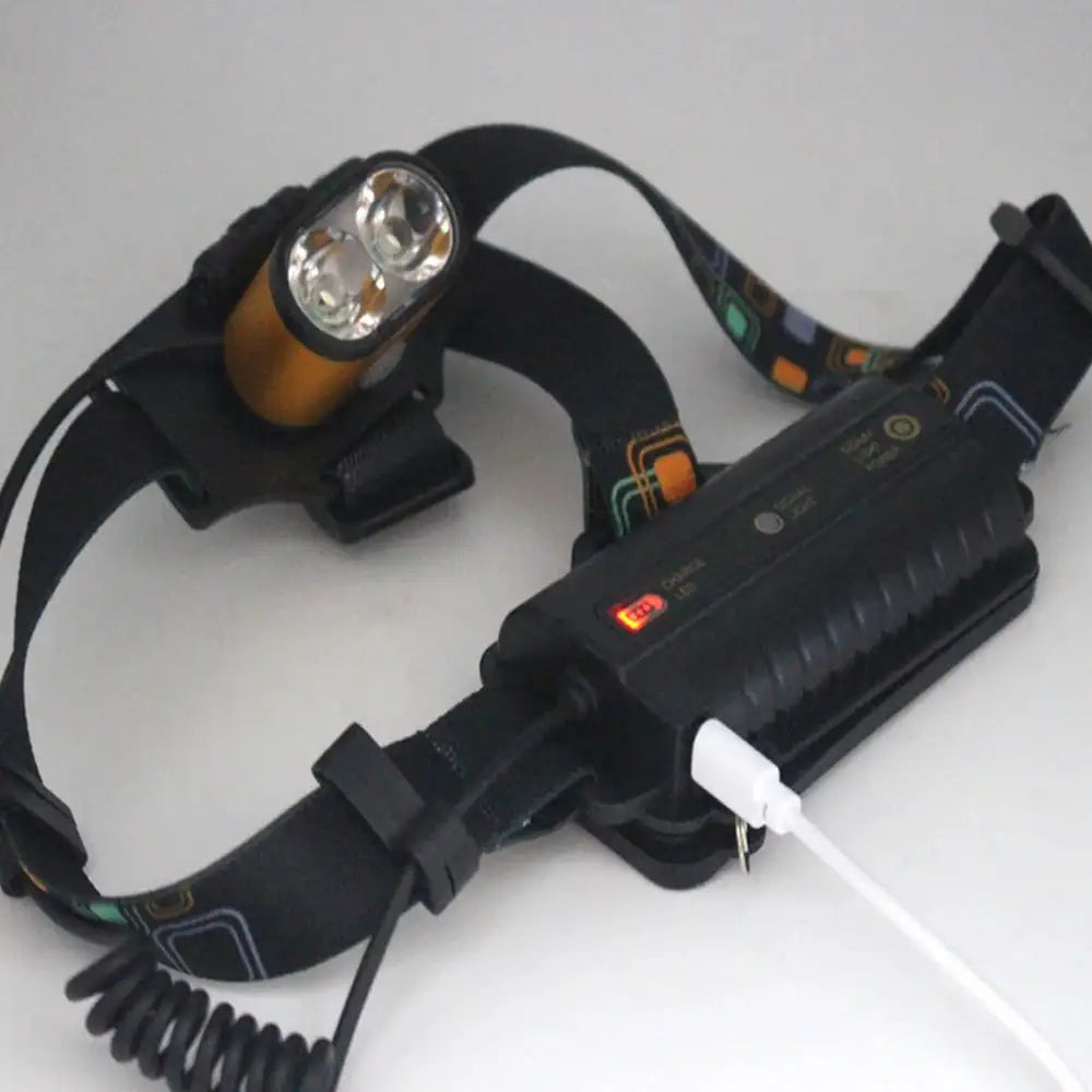 8000 lumen T6 Led lighting 2*T6 USB Hunting Headlamp Fishing Head light headlight Bike lights 3 Modes LED Headlight - Lootquake