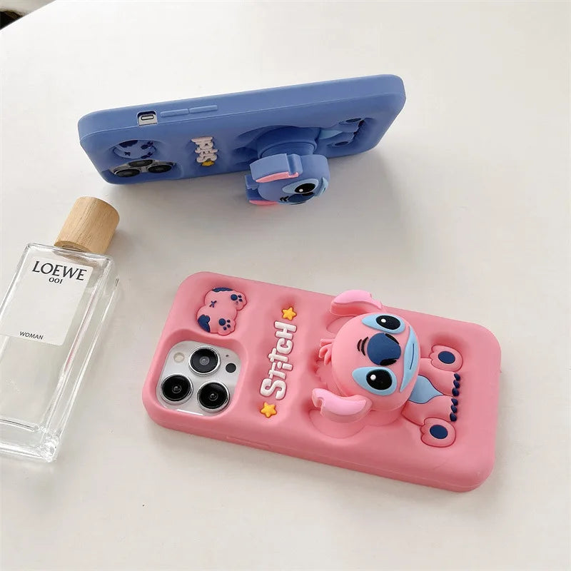 Funda telescópica con soporte para iPhone con diseño de ángel de Stitch
