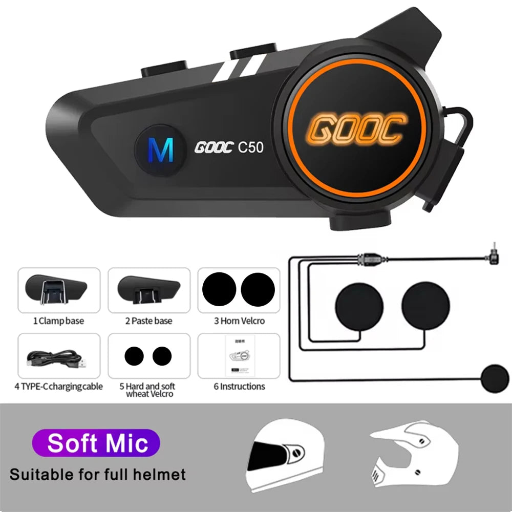 Auriculares inalámbricos Bluetooth 5.3 para casco, manos libres, para motocicleta, impermeables, reproductor de música MP3 y altavoz