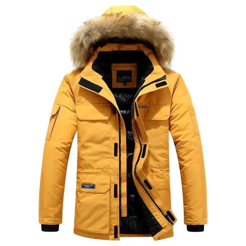 New Men Parkas Coat Windbreaker Big Pockets Wholesale Winter Parkas Men Thicken Coat Fur Hooded Jacket Overcoat Keep Warm Male - Lootquake
