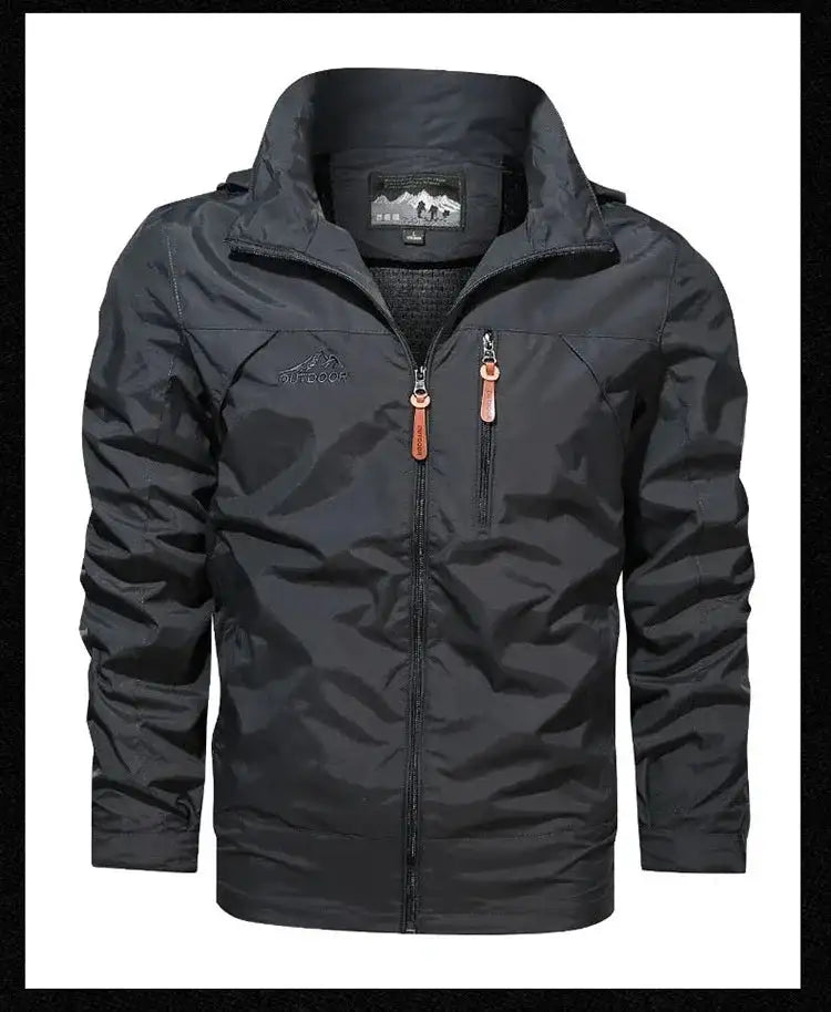 New Functional Waterproof Jacket Men's Autumn Casual Rainproof Detachable Cap Work Coat Hiking Mountain Windproof Windbreaker - Lootquake