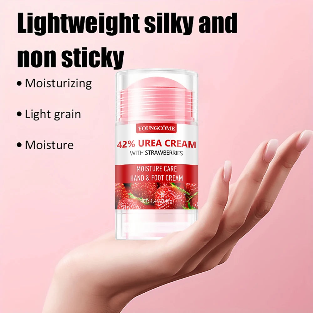 Crema de urea Crema de fresa para manos y pies Previene la sequedad y el agrietamiento de manos y pies Hidrata profundamente Exfolia Cuidado calmante de la piel