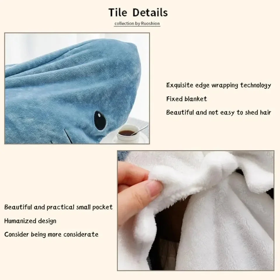 Shark Blanket Adult Cartoon Sleeping Bag Shark Onesie Sleeping Bag Pajama Hooded Warm Flannel Funny Homewear Winter Warm Blanket