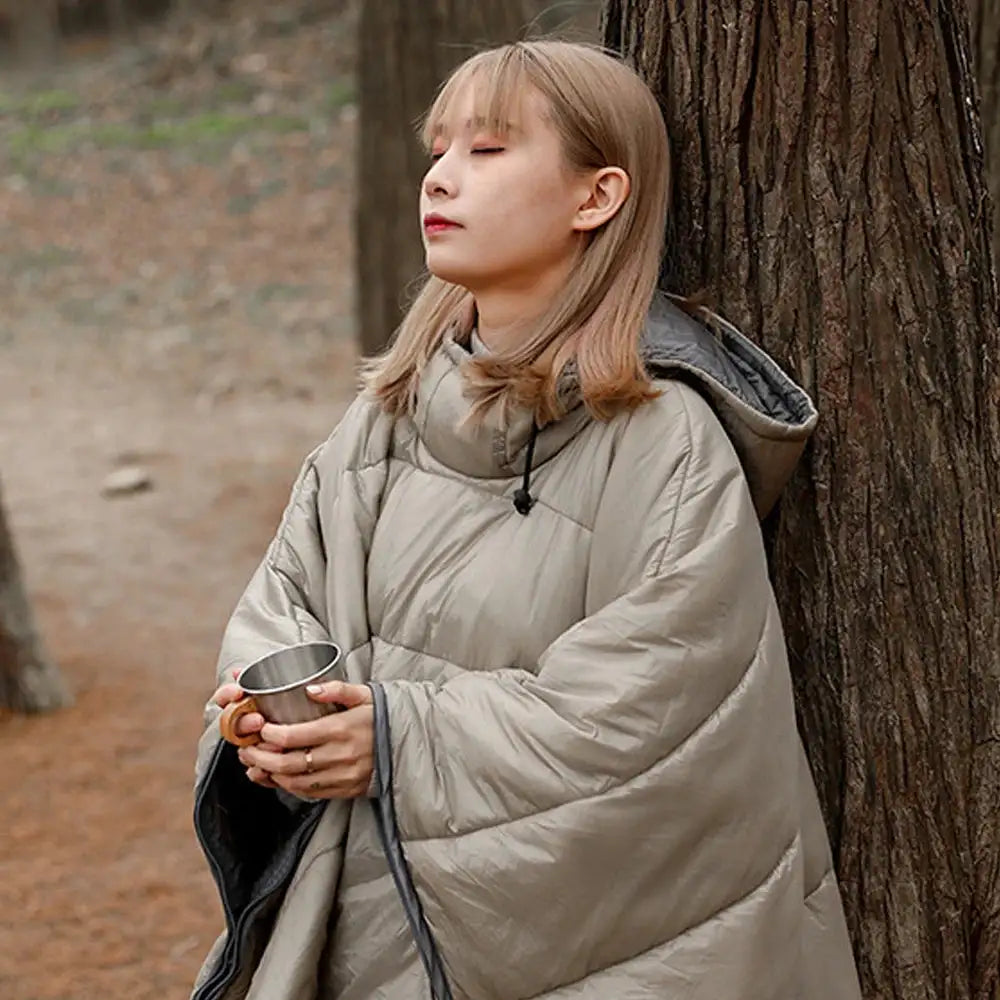 Outdoor Wearable Cloak Sleeping Bag Portable Warming Sleeping Bag Light-weight Cotton Sleeping Bag for Winter Camping Travel - Lootquake