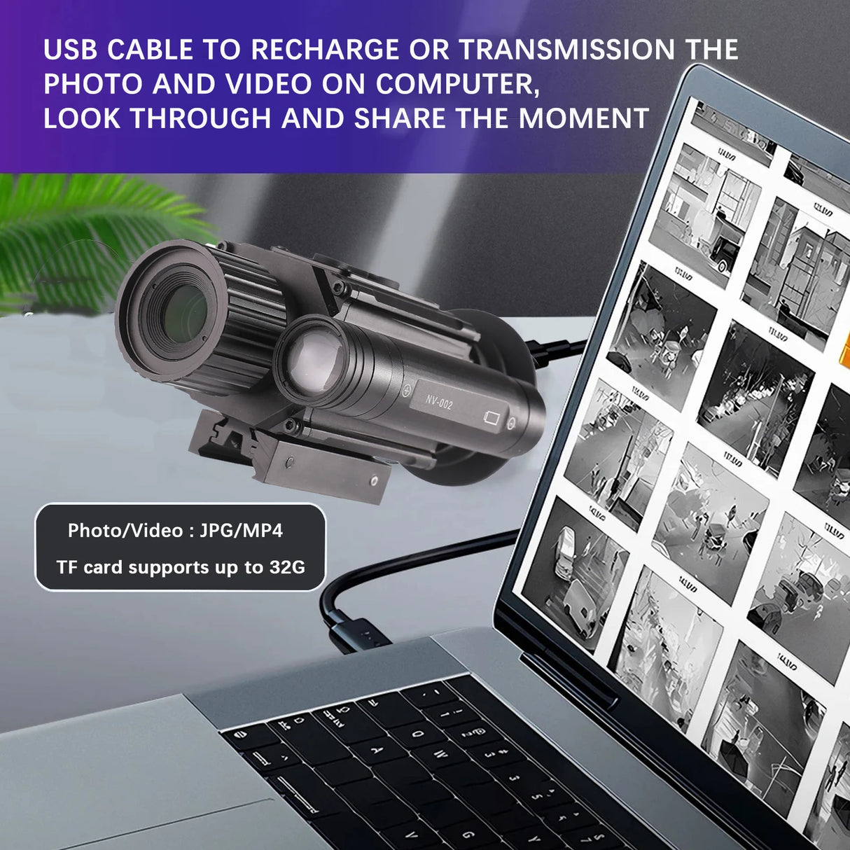 NV002M Caméra de vision nocturne numérique 1080P Caméra vidéo monoculaire infrarouge Mode d'image multiple Lunette de visée nocturne de chasse en croix