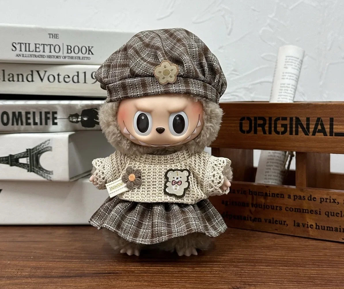 Peluche Labubu V1 V2 V3 de 17 cm, ensemble de vêtements de styles multiples, accessoires de tenue Labubu, vêtements de jeu tendance, vêtements Labubu