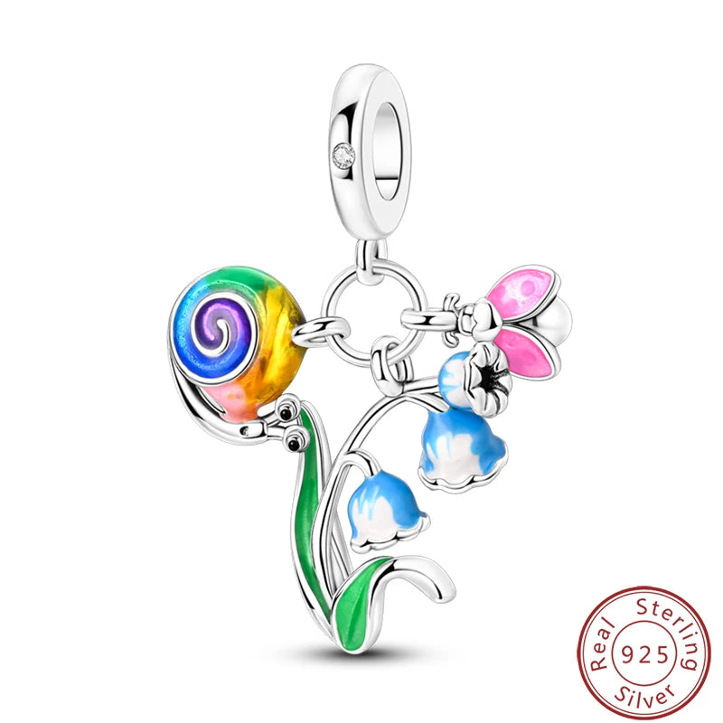 Ensemble de trois breloques en argent sterling S925, perles de 3 mm, motif princesse, golf, hamster, appareil photo, voyage, fabrication de bijoux fins