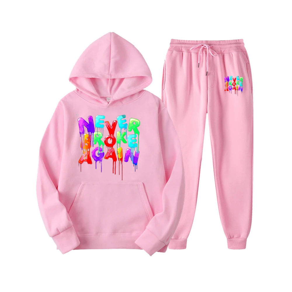 Youngboy Never Broke Again Hoodes 2PCS Sets Tracksuit Fashion Hip Hop Suit Sweatpants Men Women Hooded Sweatshirts Sport Pant - Lootquake