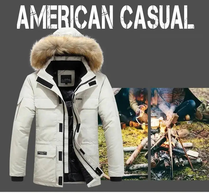 New Men Parkas Coat Windbreaker Big Pockets Wholesale Winter Parkas Men Thicken Coat Fur Hooded Jacket Overcoat Keep Warm Male - Lootquake
