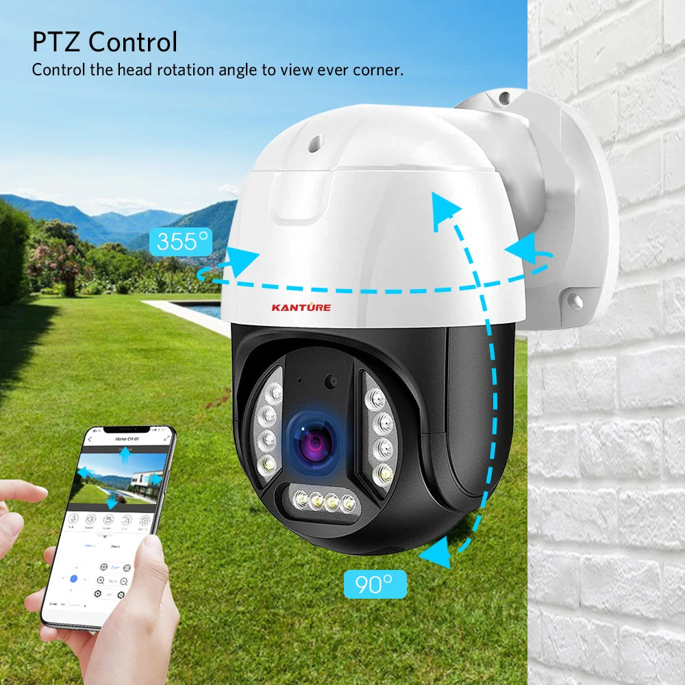 Kit NVR XMEYE de 16 canales POE, sistema de cámara de seguridad PTZ 4K, detección facial IA de 8 MP, audio bidireccional, cámara de visión nocturna a color y resistente al agua.