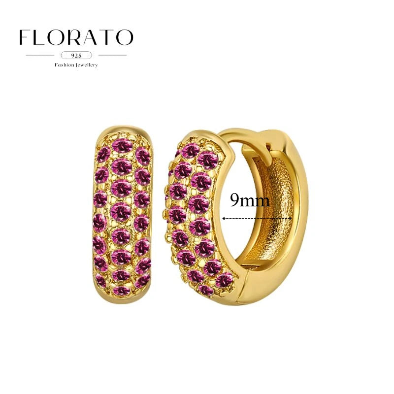 925 Sterling Silver Needle Micro-set Half Circle Zircon Hoop Ear Buckle Geometric Luxury Earrings Fashion Jewelry Gift Wholesale - Lootquake