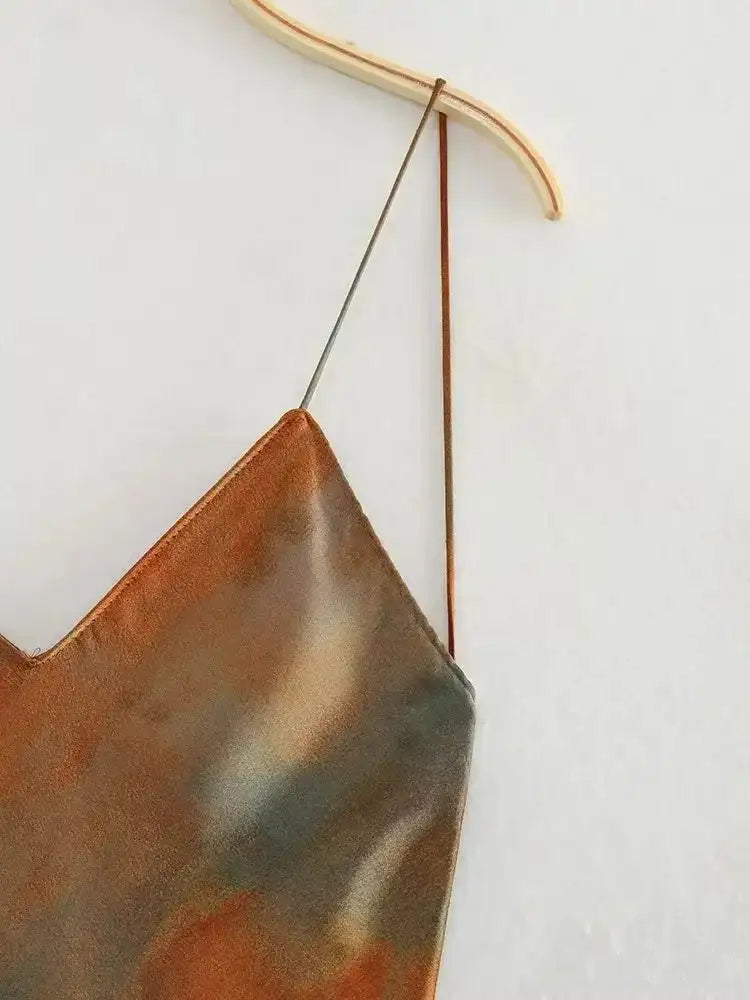 2023 New Women's Elegant Sexy Long Dress V-neck Open-back Rainbow Printing Tank Dress Sleeveless Summer Fashion - Lootquake