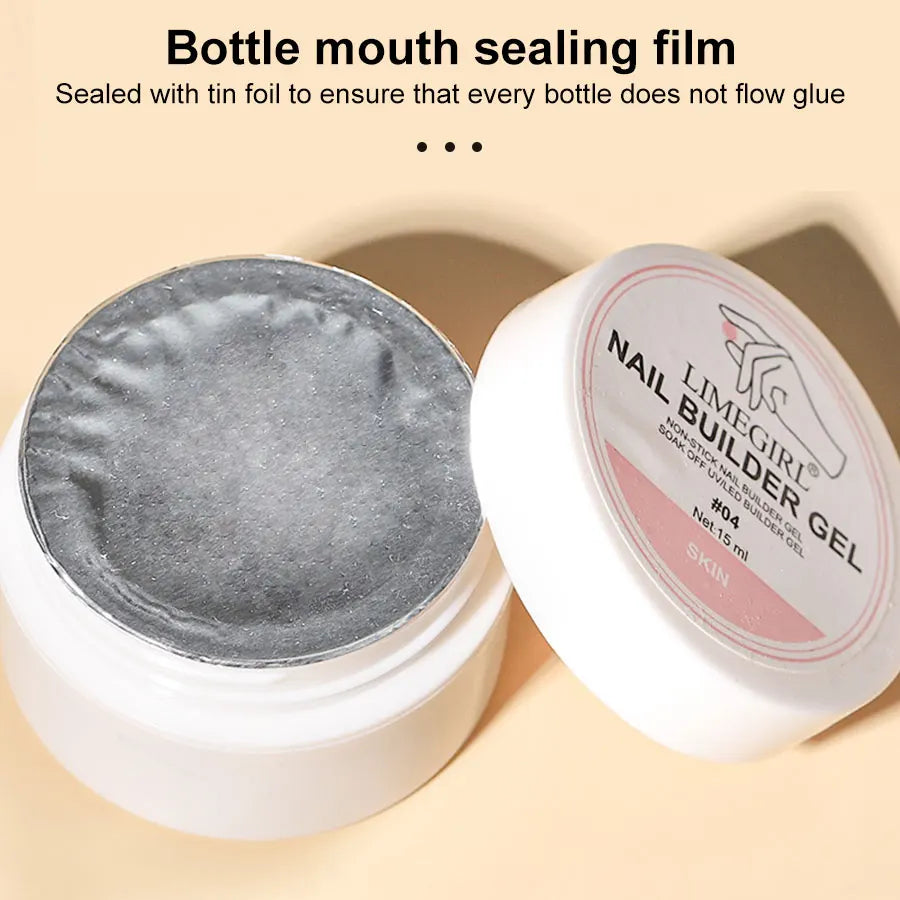 LIMEGIRL 15 g Gel d'extension d'ongles solide Gel UV antiadhésif pour photothérapie des mains Gel de construction rapide Conseils d'ongles Nail Art Gel de prolongation des ongles