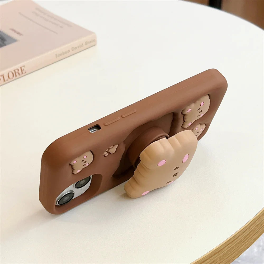 Cartoon Cute Bear Holder Phone Case