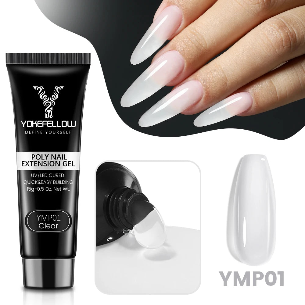 Esmalte de uñas en gel YOKEFELLOW de 15 g, color rosa nude, transparente, para construcción, extensión, remojo, UV LED, acrílico.