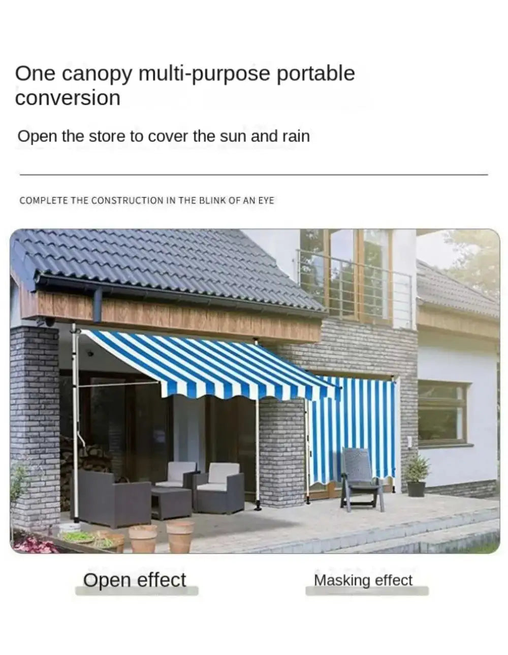 Awnings Rain and Snow Resistant UV Resistant Folding and Telescopic Canopy Tent Outdoor Garden Balcony Roof Courtyard Sunshade - Lootquake