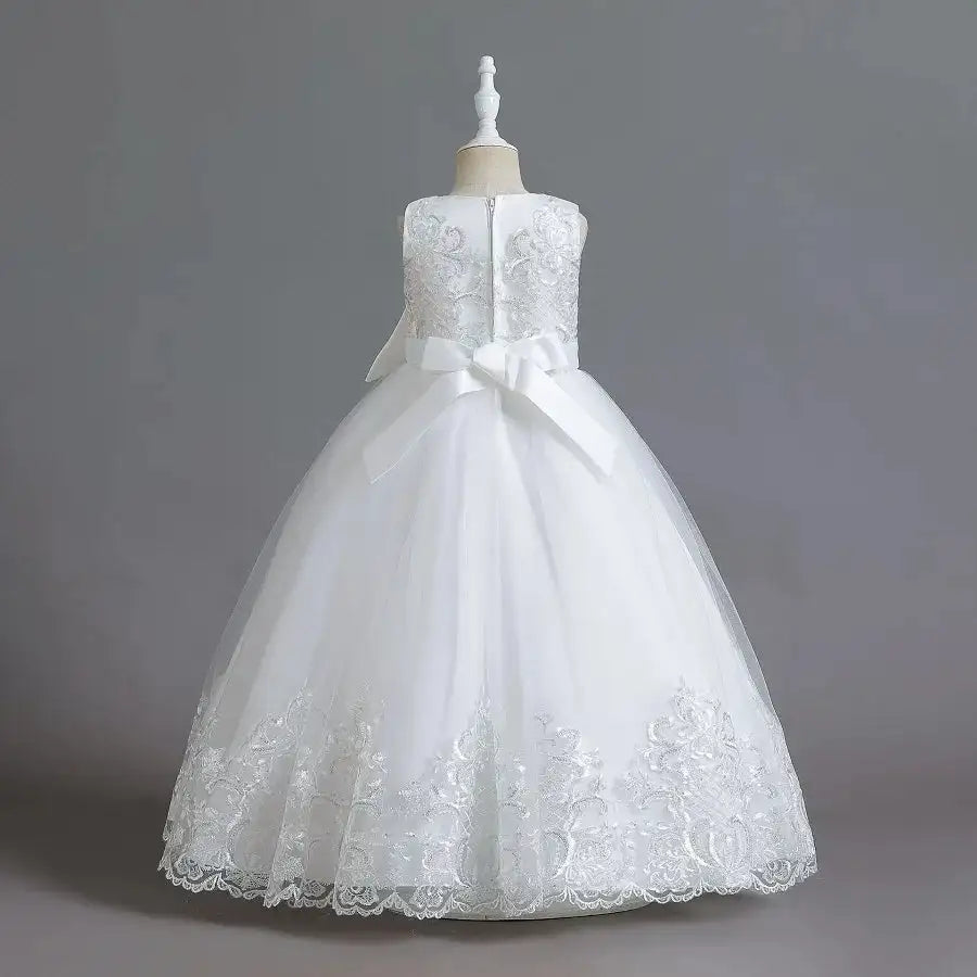 New Christmas Party Princess long dress children's dress children's gauze lace birthday party dinner ball big butterfly dress - Lootquake