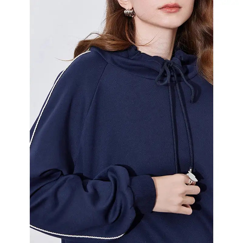TOYOUTH Women Hoodies Sweatshirt 2025 Spring New Hooded Drawstring Long Sleeve Pullover Sports Casual Tops - Lootquake