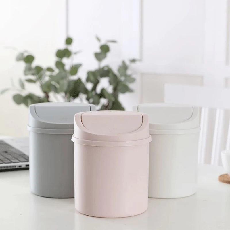 Universal Waste Bin With Lid Desktop Office Organizer Storage Home Garbage Basket Container Table Trash Bin Small Trash Can