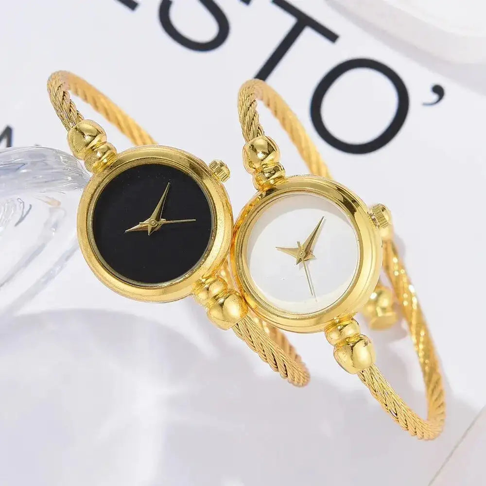 2PCS Fashion Luxury Women's Watch Gold Fine Strap Ladies Watch For Bracelet Montre Femme Female Wrist Watch Women Clock Relojes - Lootquake