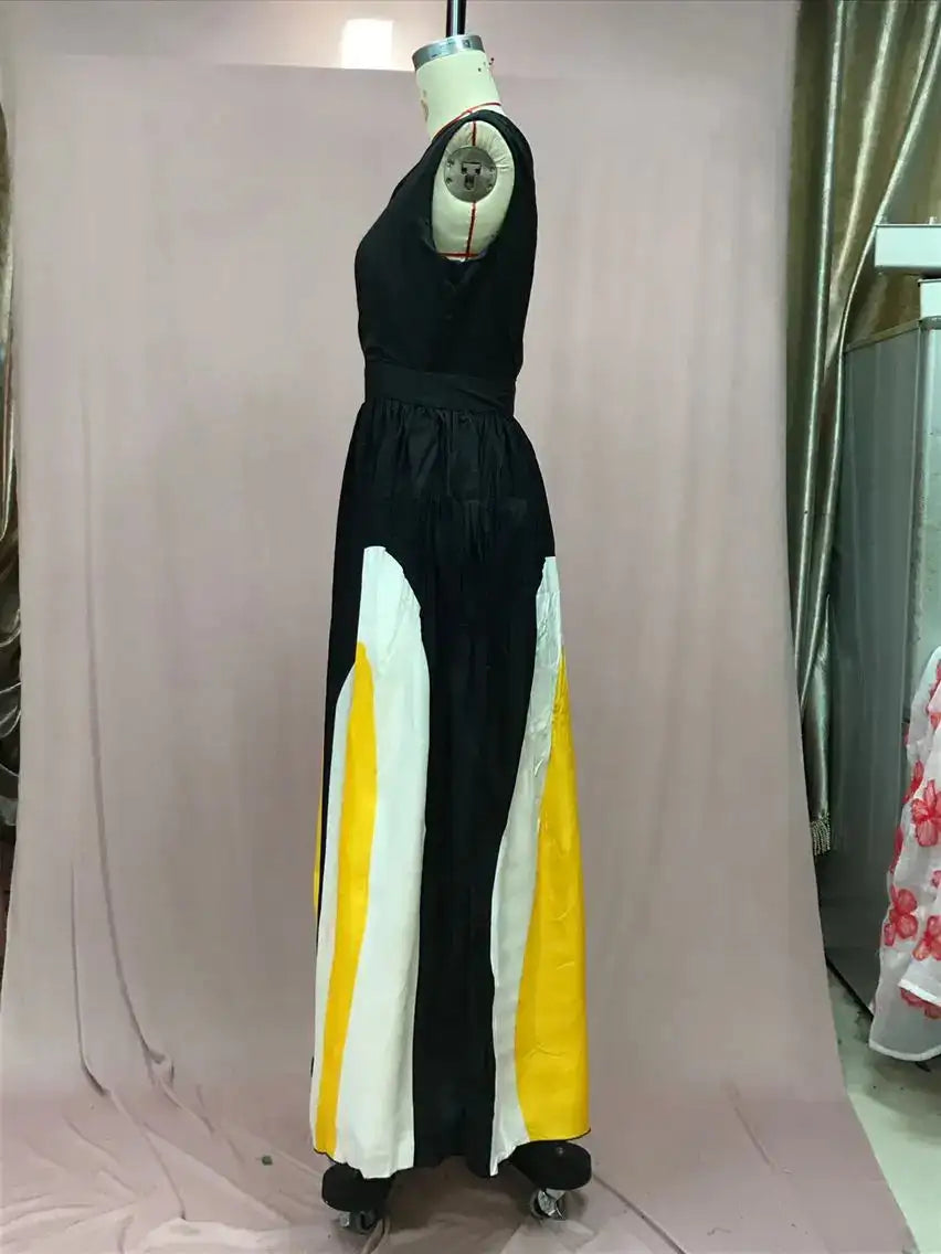 2024 Spring Summer New One Shoulder Dresses Women Splicing Print Off Shoulder Loose Long Dress Fashion Ladies Commuting Vestidos - Lootquake