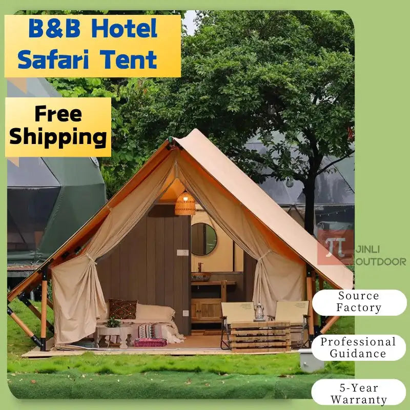 Hunted Tent Safe Sturdy 900D Oxford Cloth Wood Safari Hotel Tent Glamping Four Seasons Cabin Tiny Safari Tents Chinese Suppliers - Lootquake