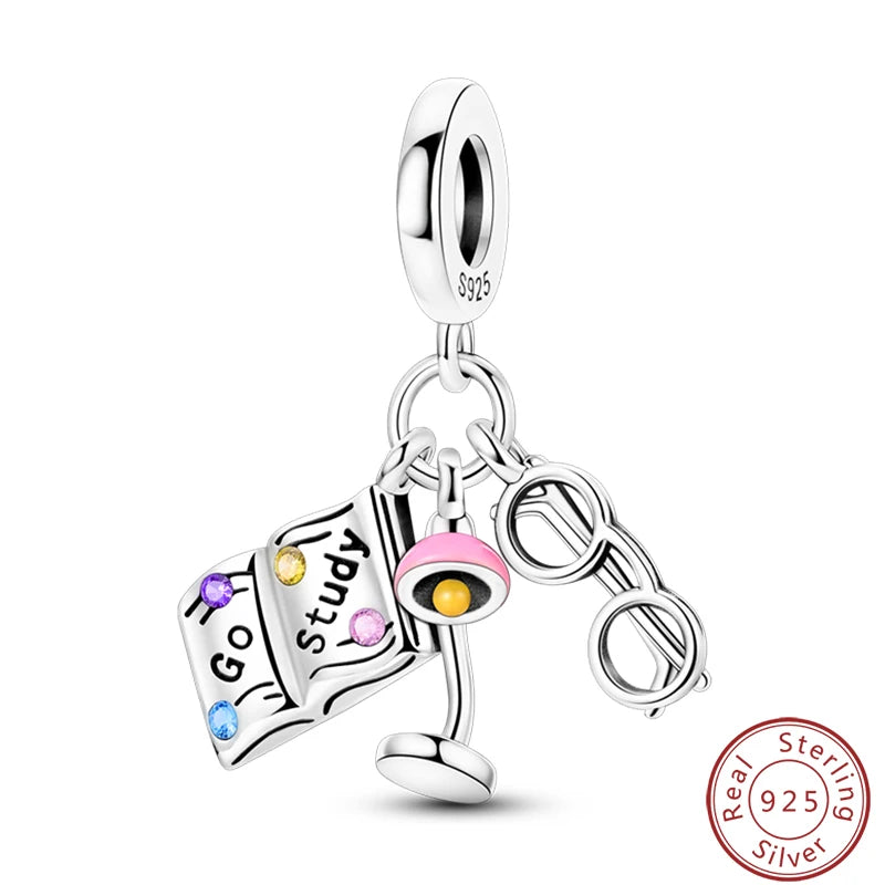 S925 Sterling Silver Princess Golf Hamster Camera Travel Three Piece Set Charms Beads 3mm DIY Fine Jewelry Making - Lootquake