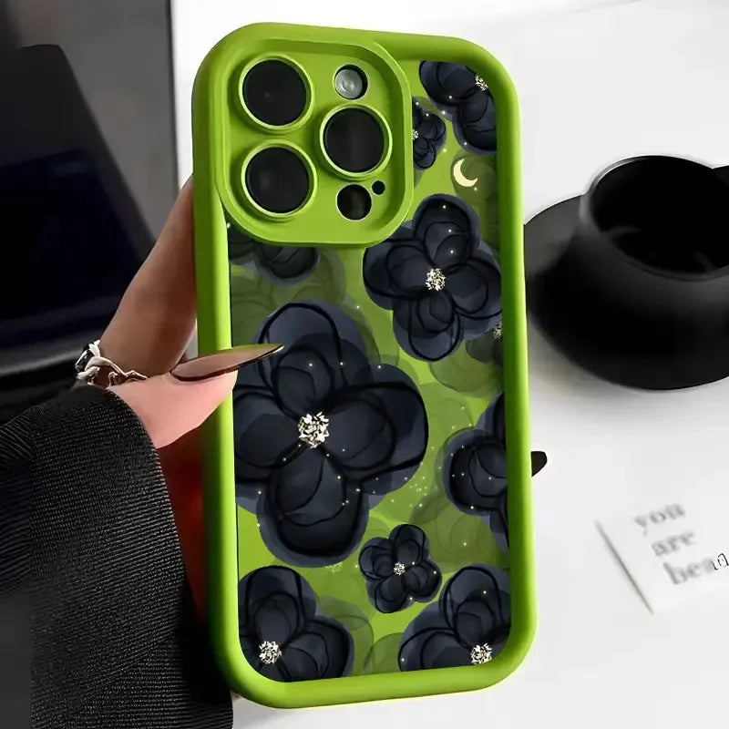 Funda para teléfono con flor de diamante