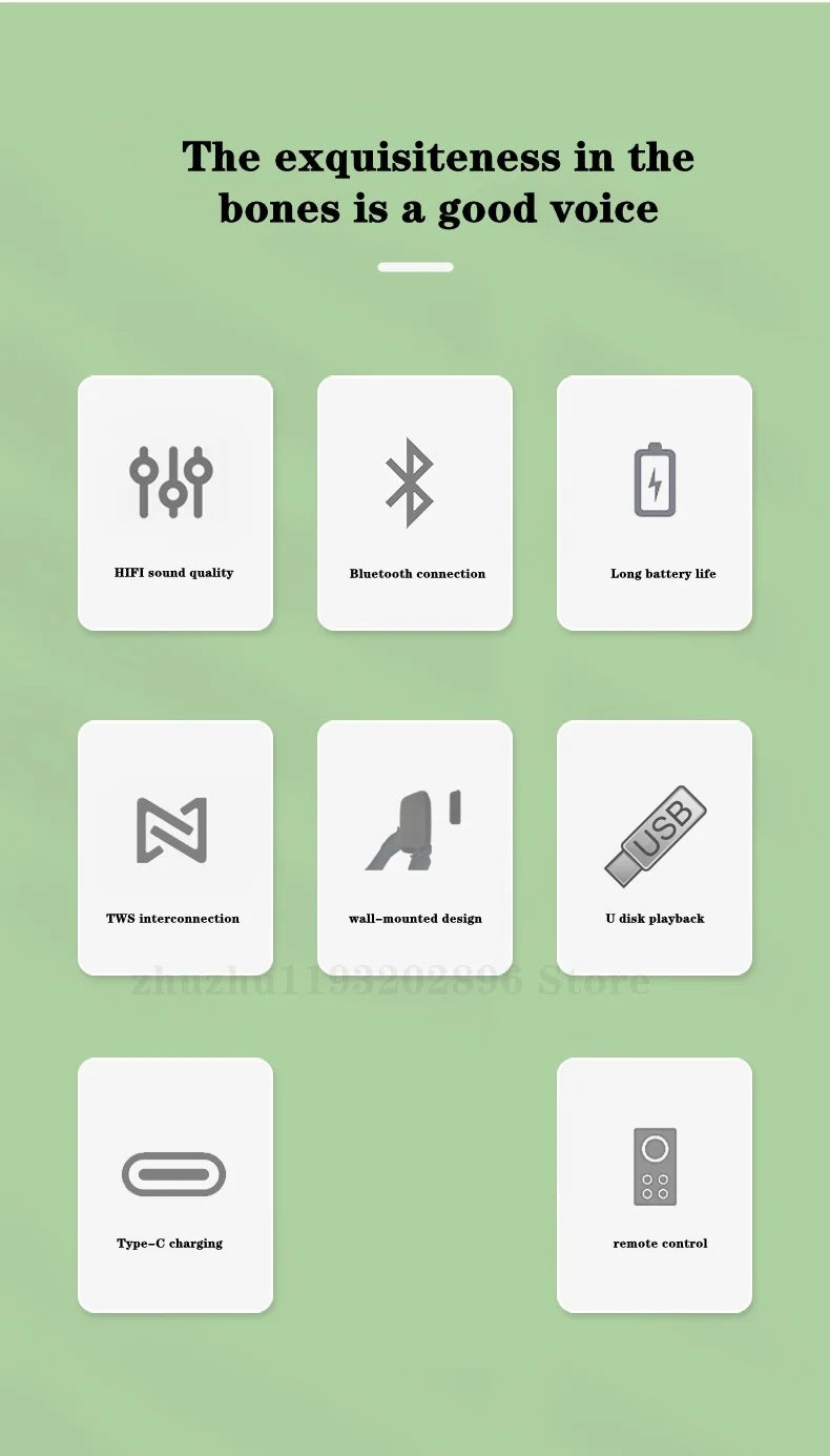 Enceinte Bluetooth sans fil murale, son surround 3D, radio FM multifonctionnelle, caisson de basses portable d'extérieur, longue durée de vie de la batterie