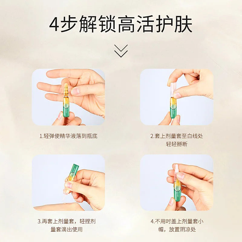 Kit de salón de belleza líquido con 28 ampollas reafirmantes antiarrugas de colágeno de seis péptidos, esencia antiedad y líneas ligeras.