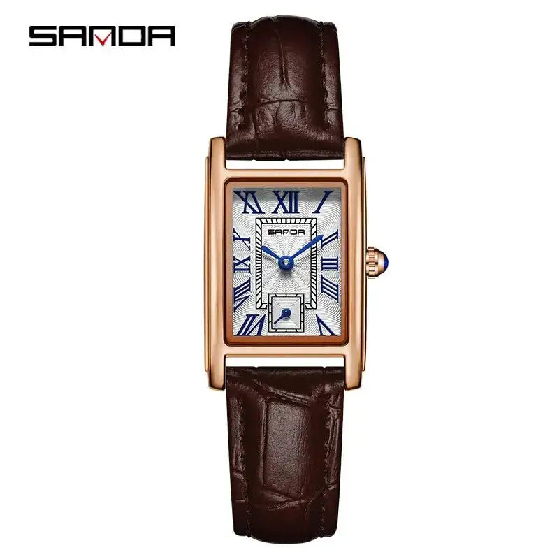 SANDA 1116 New Fashion 2024 Elegant Design Rectangle Dial Water Resistant Quartz Movement Business Women Analog Wrist Watch - Lootquake