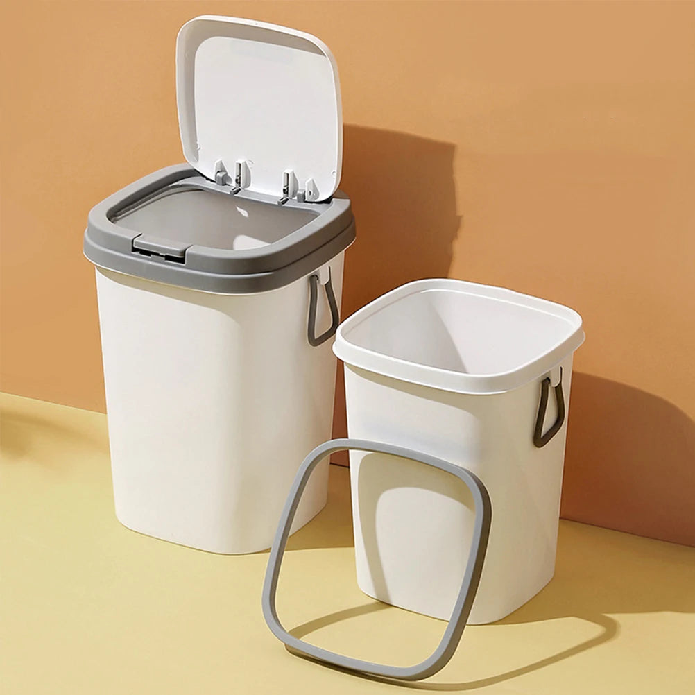 Poubelle 8 L avec couvercle bleu pour cuisine et salle de bain, petite poubelle carrée en polypropylène pour le recyclage des déchets de papier et des ordures ménagères