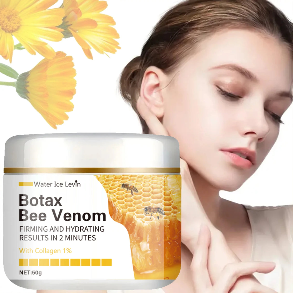 Translucent Collagen Enhancer Smoothes Fine Lines and Wrinkles Within 2 Minutes | All Light Beige Type, Alcohol-Free, Hydroxamic Acid, Injection of Vitamin E, Skin Firming Cream